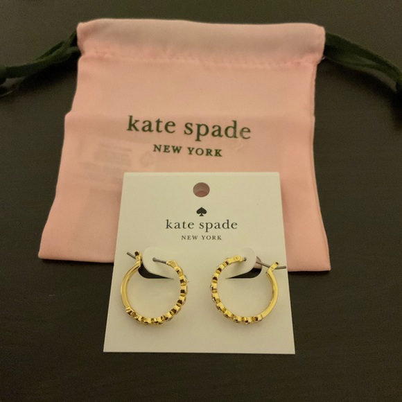 NWT: Kate Spade Gold and Crystal Hoop Earrings, SOOO versatile and polished ♥️ - Picture 4 of 4